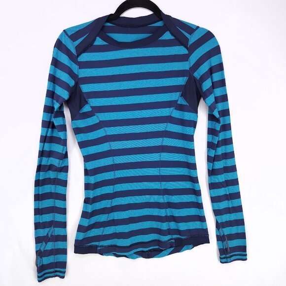 Lululemon Base Runner Shirt Women’s 6 Striped Pullover Long Sleeve Lightweight - Picture 1 of 11